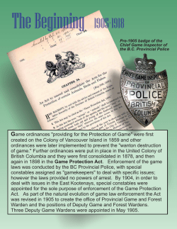 1905-1918, The Beginning - Province of British Columbia