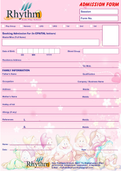 admission form - Rhythm Kids Play School