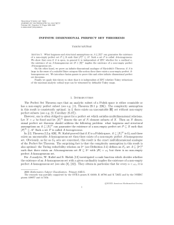 INFINITE DIMENSIONAL PERFECT SET THEOREMS 1. Introduction