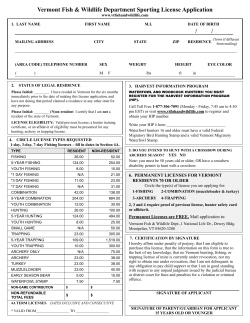 Hunting and Fishing License Application
