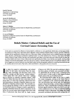 Beliefs Matter: Cultural Beliefs and the Use of Cervical Cancer