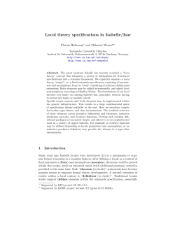 Local theory specifications in Isabelle/Isar