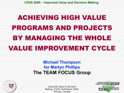 CSVA 2006 &ndash; Improved Value and Decision Making