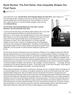 Book Review: The End Game: How Inequality Shapes Our Final Years