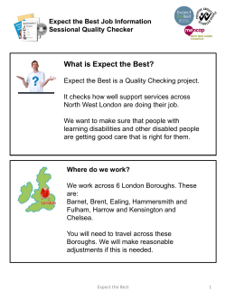 Expect the Best Job Information Sessional Quality Checker Where