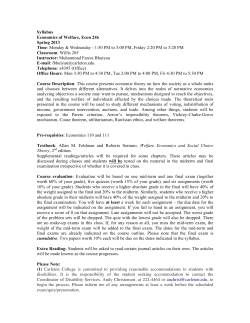 Syllabus Economics of Welfare, Econ 246 Spring
