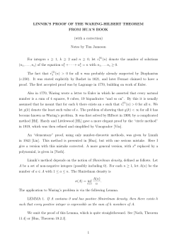 Linnik`s proof of the Waring-Hilbert theorem from Hua`s book