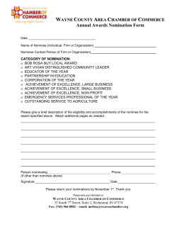 Annual Awards Nomination Form - Wayne County Area Chamber of