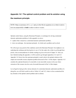 Appendix 14.1 The optimal control problem and its solution using