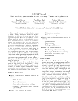 SDM`14 Tutorial Node similarity, graph similarity and matching