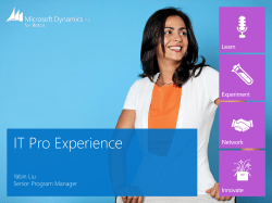 IT Pro experience - Microsoft Dynamics