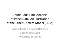 Continuous Time Analysis of Panel Data: An Illustration of the Exact
