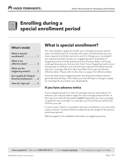 Enrolling During a Special Enrollment Period, California, 2016