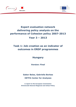 Job creation as an indicator of outcomes in ERDF programmes