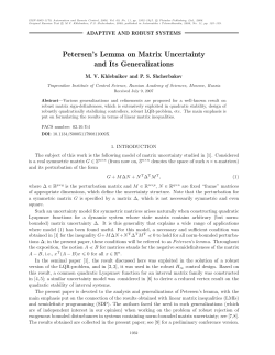 Petersen`s Lemma on Matrix Uncertainty and Its Generalizations