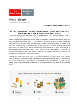 Record Crop Production and Falling Oil Prices Drive Increased Food
