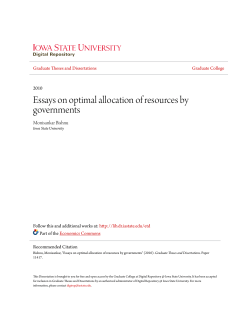 Essays on optimal allocation of resources by governments