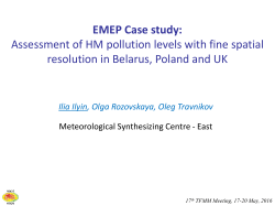 17 th TFMM Meeting, 17-20 May, 2016 Case study for Belarus