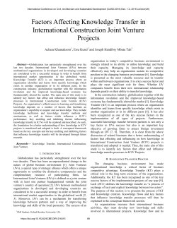 Factors Affecting Knowledge Transfer in International Construction