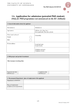 Application for admission &ndash; potential PhD Student