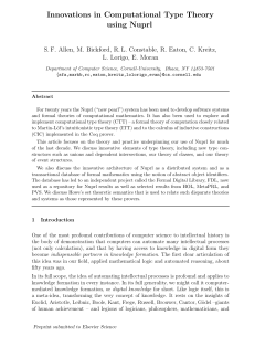 Innovations in Computational Type Theory using Nuprl