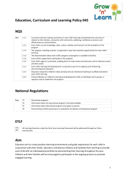 Education, Curriculum and Learning Policy
