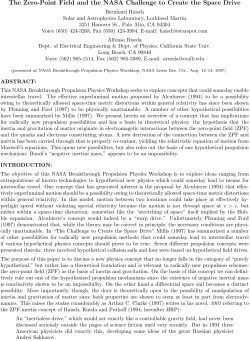 The Zero-Point Field and the NASA Challenge to Create the Space