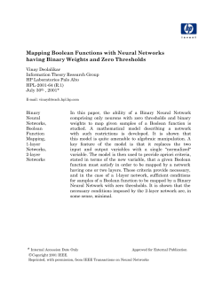 Mapping Boolean Functions with Neural Networks having Binary