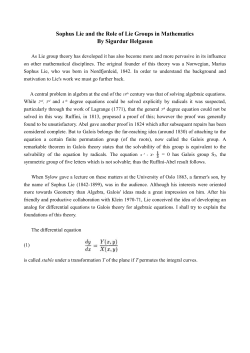 Sophus Lie and the Role of Lie Groups in Mathematics