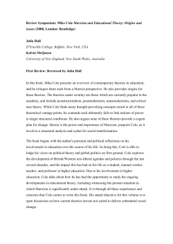 Review Symposium: Mike Cole Marxism and Educational Theory