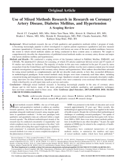 Use of Mixed Methods Research in Research on Coronary Artery