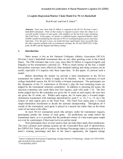 1 A Logistic Regression/Markov Chain Model For NCAA Basketball