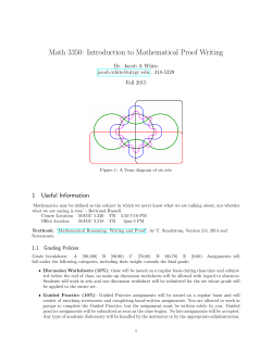 Math 3350: Introduction to Mathematical Proof Writing