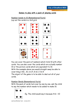 Games to play with a pack of playing cards Number bonds to 10