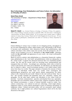 New Culturology: Dual Globalization and Future Culture: An