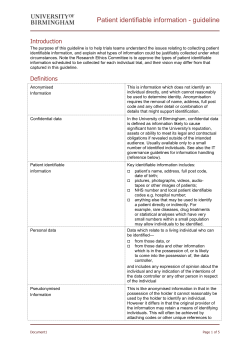 Patient identifiable information guideline
