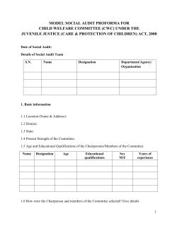 MODEL SOCIAL AUDIT PROFORMA FOR CHILD WELFARE
