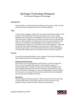 Hydrogen Technology Webquest An Internet Webquest on