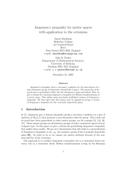 J&oslash;rgensen`s inequality for metric spaces with application to the