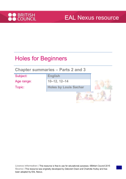 Holes chapter summaries - EAL Nexus