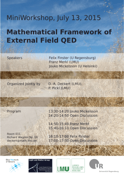 Mathematical Framework of External Field QED MiniWorkshop, July