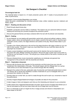 Set Designer`s Checklist