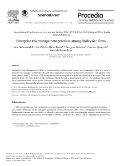 Enterprise Risk Management Practices among Malaysian Firms