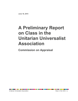 Preliminary Report on Class in Unitarian Universalism