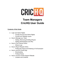 Team Managers CricHQ User Guide