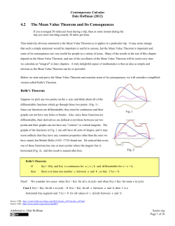 Section 4.2: The Mean Value Theorem and Its Consequences