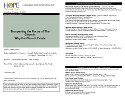 Sharpening the Focus of The Church: Why the Church Exists
