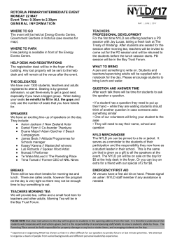 ROTORUA PRIMARY/INTERMEDIATE EVENT MONDAY 22 MAY