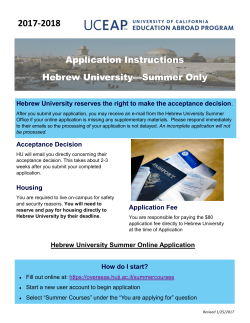 Application Instructions Hebrew University&mdash;Summer Only
