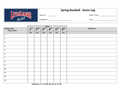 Spring Baseball - Game Log 1 2 3 4 5 6
